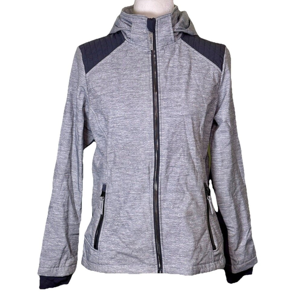 Free Country Women's Gray Hooded Zip Faux Fur Lining Jacket Utility‎ Outdoor Med